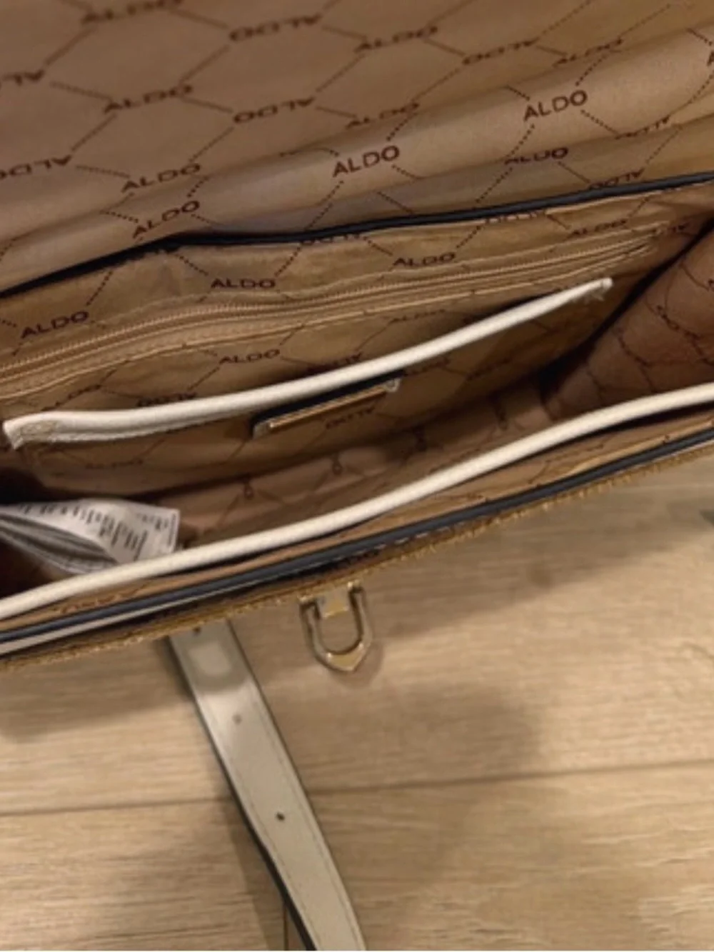 Aldo Natural Straw Hobo with White Trim and Gold Hardware